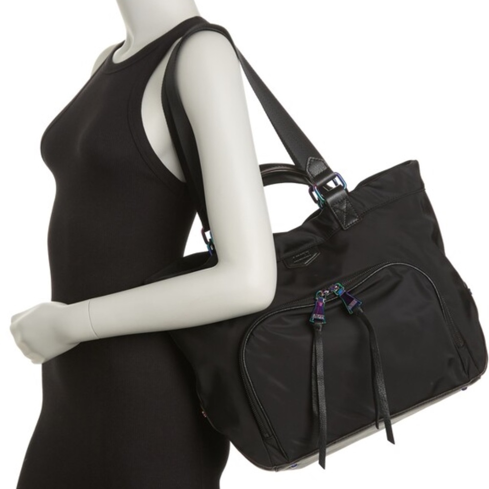 EUC Aimee Kestenberg Pisa Nylon Tote Weekender Travel Bag Black